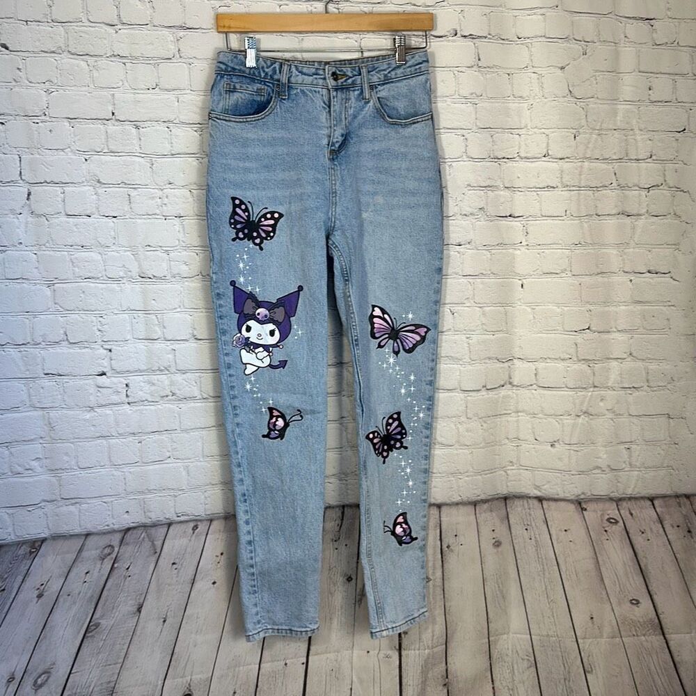 Kuromi by Sanrio Butterfly Garden Mom Jeans High Rise Light Wash Womens size 5